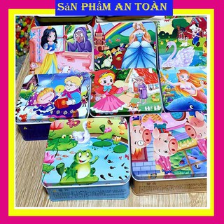 Tranh ghép hình Puzzle 100 mảnh gỗ cho bé phát triển trí tuệ- Hộp Sắt