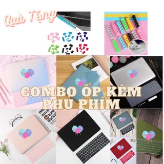 Combo (5 in1) Case - Ốp Macbook Kèm Phủ Phím Quốc Tế Đủ Màu (Tặng Nút Chống Bụi+ Kẹp Chống Gãy Sạc)