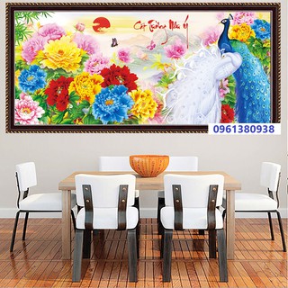 Tranh Đính Đá CÔNG CÁT TƯỜNG NHƯ Ý (ĐÁ ABC CAO CẤP). Kích Thước: 1m04 x 50cm