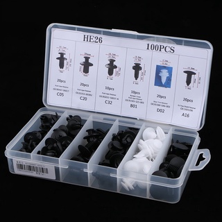 Set 100 đinh tán nhựa (6 kích cỡ) màu đen và trắng cho cửa xe hơi , ô tô- Chốt vít nở