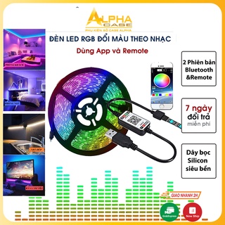 Đèn led Tiktok đổi màu RGB dùng App 5m cảm biến nhạc trang trí IP65 bọc keo silicone kết nối bluetooth