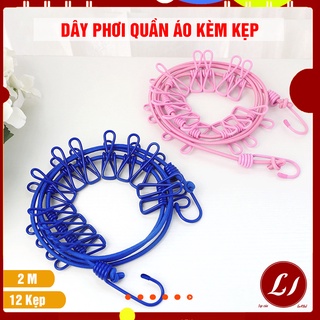 Dây phơi có 12 KẸP SẮT tiện lợi cho gia đình ( dài 2 mét)