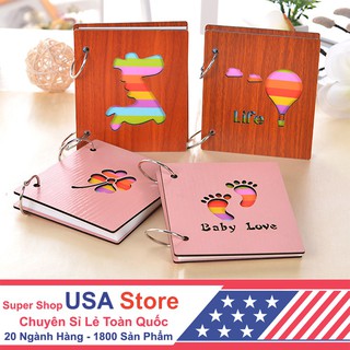 Album Mini Bìa Gỗ - Size 3 Inch - Tặng Kèm 2 Khoen - Hình Cá Tính