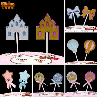 Topper giấy nhũ 2 lớp nhiều mẫu trang trí bánh sinh nhật