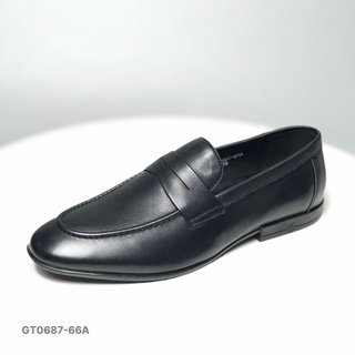 Giày công sở nam cao cấp BQ ❤️FREESHIP❤️ Giày lười nam da bò đai ngang dáng Hàn Quốc đế đúc cao su GT0687-66A
