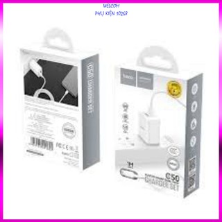 BỘ CỦ SẠC 2 CỔNG HOCO C50 LIGHTNING - MICRO USB - TYPE C SẠC NHANH