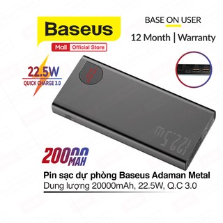 Pin dự phòng sạc nhanh Baseus Adaman Metal Digital Display Quick Charge 3.0, 22.5W dung lượng 20000mAh