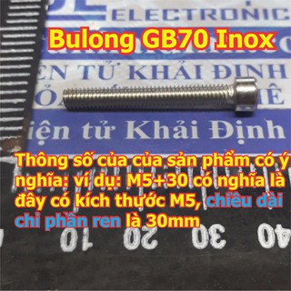 bulong bu lông vít pake GB70 M5 inoc inox tán tròn,  đầu lục giác chìm, M5 các loại dài từ 6mm~80mm kde5544