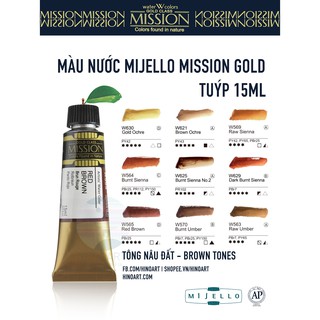 Tông màu gold, nâu màu nước Mijello Mission Gold - tuýp 15ml lẻ