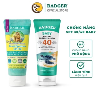 Kem chống nắng vật lý cho bé BADGER Baby SPF 30 40 sunscreen dưỡng ẩm da cho trẻ em sơ sinh 6 tháng đến 1 2 tuổi 87mL