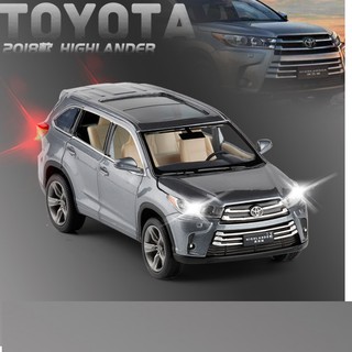 Xe ô tô mô hình Toyota Highlander tỉ lệ 1:32 bằng sắt xe chạy cót có âm thanh và đèn