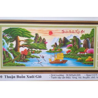 Tranh thêu chữ thập phong cảnh thuận buồm xuôi gió 3D Ailuo 53500 (chưa thêu)