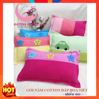Gối nằm ngủ cho bé, vải cotton mềm mát đắp họa tiết dễ thương, có nhiều size