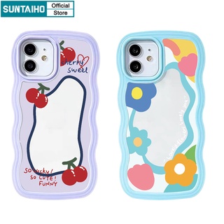 SUNTAIHO Ốp lưng iphone Ốp điện thoại dẻo họa tiết hoa/ cherry Hàn Quốc thích hợp cho iPhone 11 Pro 13 12 Pro Max X XS Max XR 7 8 Plus