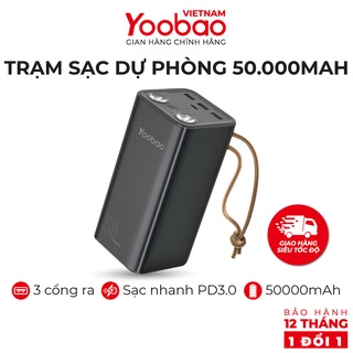 Trạm sạc dự phòng 50000mAh Yoobao H5 4 Cổng sạc nhanh QC 3.0, PD - Đèn PIN siêu sáng - Hàng chính hãng
