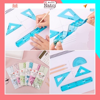 Bộ Thước Kẻ Ê ke (hàng loại 1)_Chất liệu nhựa deo cao cấp có thể uốn cong rất dễ dàng NATO TK05