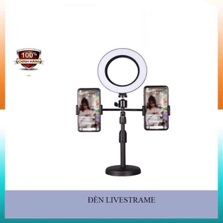 Đèn livestream để bàn - Đèn livestream 16cm kẹp 2 điện thoại có đèn hỗ trợ, quay tiktok, bán hàng, make up