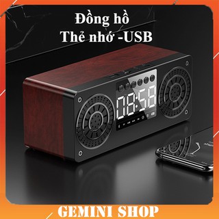 Loa Bluetooth gỗ 5.0 không dây A10 tích hợp đồng hồ báo thức , màn hình LED, hỗ trợ thẻ nhớ, USB GEMINI SHOP