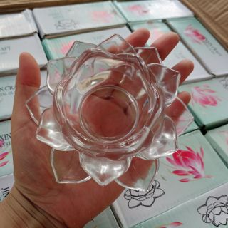 Hũ thủy tinh hình hoa sen - hũ đựng nến cao cấp,  nguyên liệu làm nến cúng dường