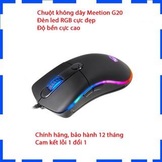 Chuột Gaming Meetion G20 - Đèn led RGB cực đẹp - Độ bền cực cao - Cam kết chính hãng - Bảo hành 12 tháng - Lỗi 1 đổi 1