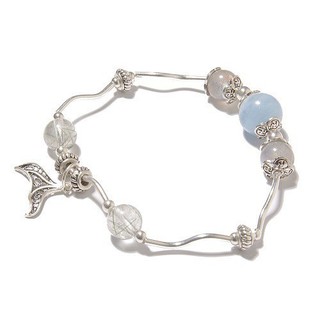 ANCARAT- Vòng tay đá aquamarine phối thạch anh ám khói