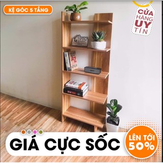 Kệ góc tường trang trí 5 tầng hoa văn gỗ