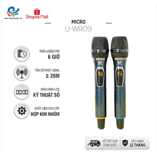 Micro Không Dây U-WR09, Chuyên Dành Cho Mọi Loa Kéo, Âm Ly, Tần Số 50, Hát Nhẹ Và Êm, bảo hành 12 tháng