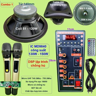 [Mã 155ELSALE giảm 7% đơn 300K] Mạch loa kéo 3 tấc đơn IC MD9840 130W – 150W DSP lập trình chống hú, nguồn xung