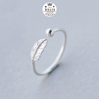 Nhẫn bạc dáng hở DaLiA Jewelry freesize lông vũ chuẩn bạc s925, đeo nhẫn tay, nhẫn chân
