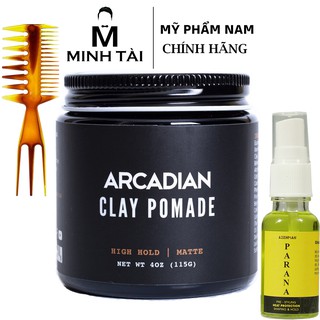 Sáp Vuốt Tóc Nam ARCADIAN Clay Pomade - Hàng Chính Hãng + Xịt Dưỡng Tóc AZENMAN Parana 20ml + Lược Chải Tóc Texture