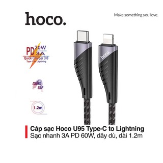 Cáp sạc nhanh 3A/PD20W Hoco U95 Type-C to Lightning dây dù siêu bền dài 1.2M cho iPhone/iPad