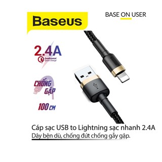 Cáp sạc nhanh và truyền dữ liệu Baseus Cafule Lightning sợi nylon siêu bền dài 1M/2M/3M cho iPhone/iPad