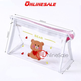 Túi đựng bút trong suốt cỡ lớn- Hộp đựng bút hoạt hình- Túi đựng mỹ phẩm du lịch họa tiết dễ thương- Bóp viết