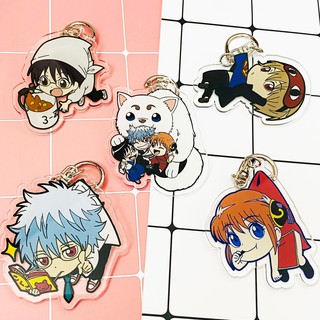 ( Mica trong acrylic ) Móc khóa Gintama Linh hồn bạc ver treo người quà tặng xinh xắn dễ thương in hình anime chibi