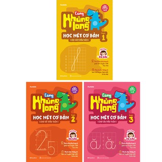 Sách Combo 3 cuốn Cùng Khủng long học nét cơ bản (Nét, số, chữ cái đầu tiên) Quyển 1, 2, 3 - Tặng kèm Sticker bé gái