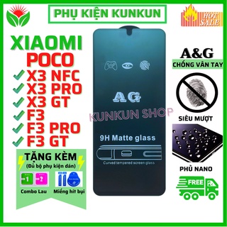 [AG Chống vân tay] Kính Cường Lực Xiaomi Poco X3 NFC/ X3 PRO/ X3 GT/ F3/ F3 PRO/ F3 GT -Full màn-Nhám chống mồ hôi tay