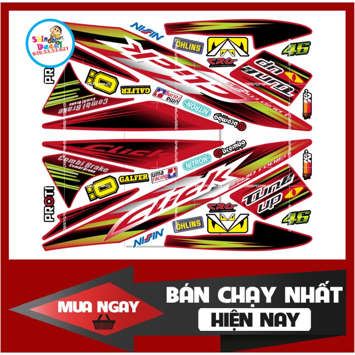 [SHIN DECAL] Tem xe click 110 dán xe đỏ