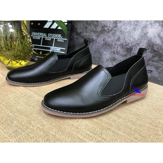 Giày tăng chiều cao nam 6cm da bò đẹp mẫu mới nhất Tây Công sở phù hợp với quần Jean Lười xỏ không dây hàng hiệu G-6 đen