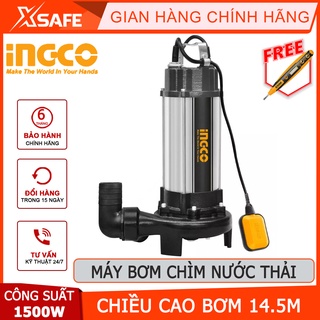 Máy bơm chìm nước thải INGCO SPDB15001 Máy bơm chìm 1500W, chiều cao bơm 14.5m, tốc độ dòng chảy 20m3/h - [XSAFE]
