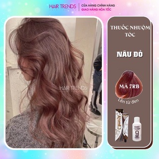 Thuốc nhuộm tóc màu NÂU ĐỎ  tặng kèm trợ dưỡng oxy 100ml-hairtrends shop (K5RB)