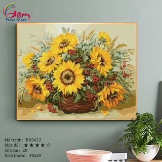 [Mã LIFE20KALL giảm 10% đơn 50K] Tranh tự tô màu sơn dầu số hóahoa - Mã BH0622 Hoa hướng dương