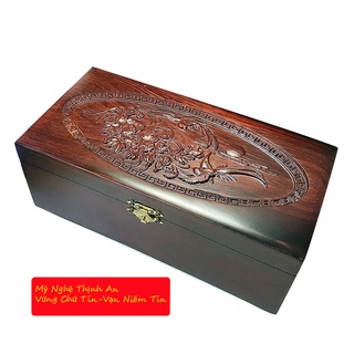 Hộp đựng trang sức nữ trang đồ trang điểm gỗ quý cẩm lai mặt trạm chim hoa