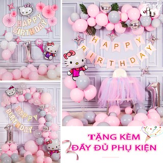 Set bóng sinh nhật hello kitty trang trí sinh nhật, thôi nôi, đầy tháng cho bé gái