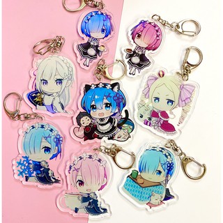 ( Mica trong acrylic ) Móc khóa RE:ZERO BẮT ĐẦU LẠI Ở THẾ GIỚI KHÁC ver CẦM ĐỒ quà tặng xinh xắn dễ thương