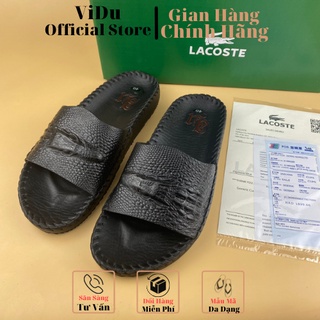 Dép da nam thời trang ViDu - 82014 chất liệu da bò nguyên tấm dập cá sấu đế khâu màu đen siêu bền, siêu đẹp