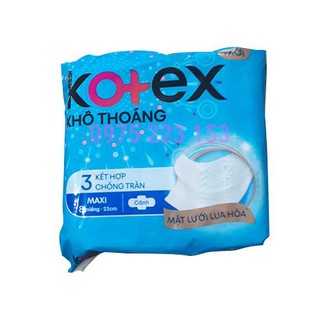 Băng vệ sinh Kotex Khô Thoáng Mặt Lưới Lụa Hóa Maxi có cánh gói 8 miếng x 23cm
