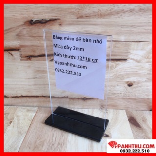 BẢNG MENU ĐỂ BÀN MICA DÀY 2mm 12x18cm