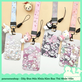 [Sẵn VN - Hỏa Tốc] Dây Đeo Thẻ, Bao Thẻ Nhân Viên Kèm Móc Khóa Mẫu Sanrio Hello K, Cinnamoroll, Kuromi, My Melody