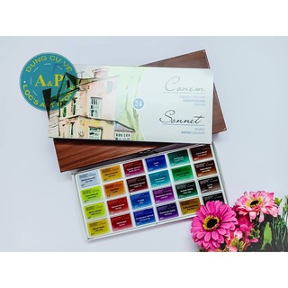 [Lộc'sArtStore] Màu nước nén Sonnet 24 màu hộp gỗ