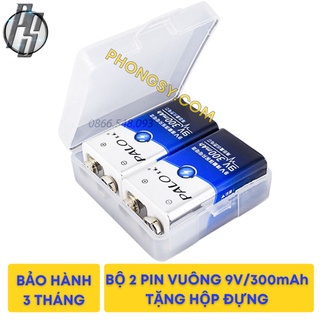[Mua 1 tặng 1] Bộ 2 pin sạc vuông 9V PALO dung lượng 300mAh Tặng hộp đựng pin chính hãng